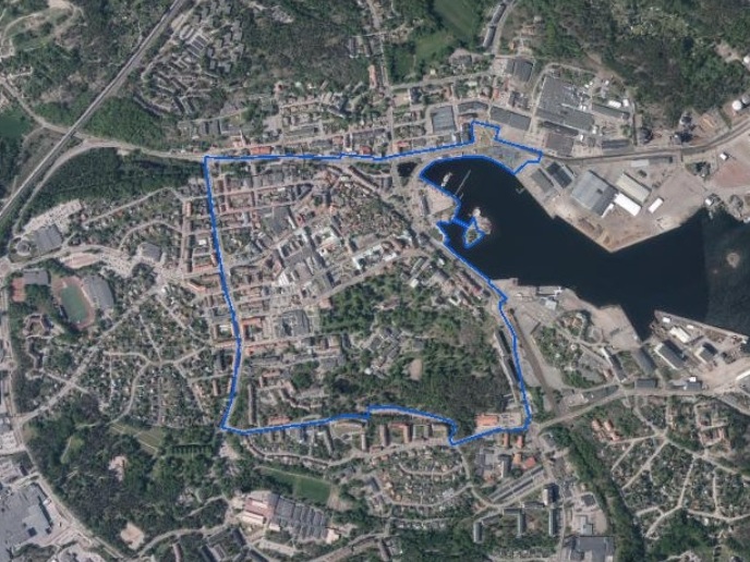 Kartbild �ver Oskarshamns centrum som omfattas