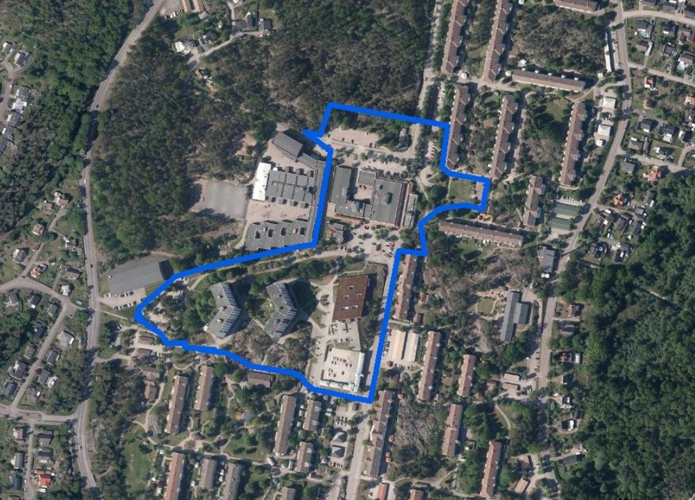 Kartbild �ver Kristinebergs centrum som omfattas